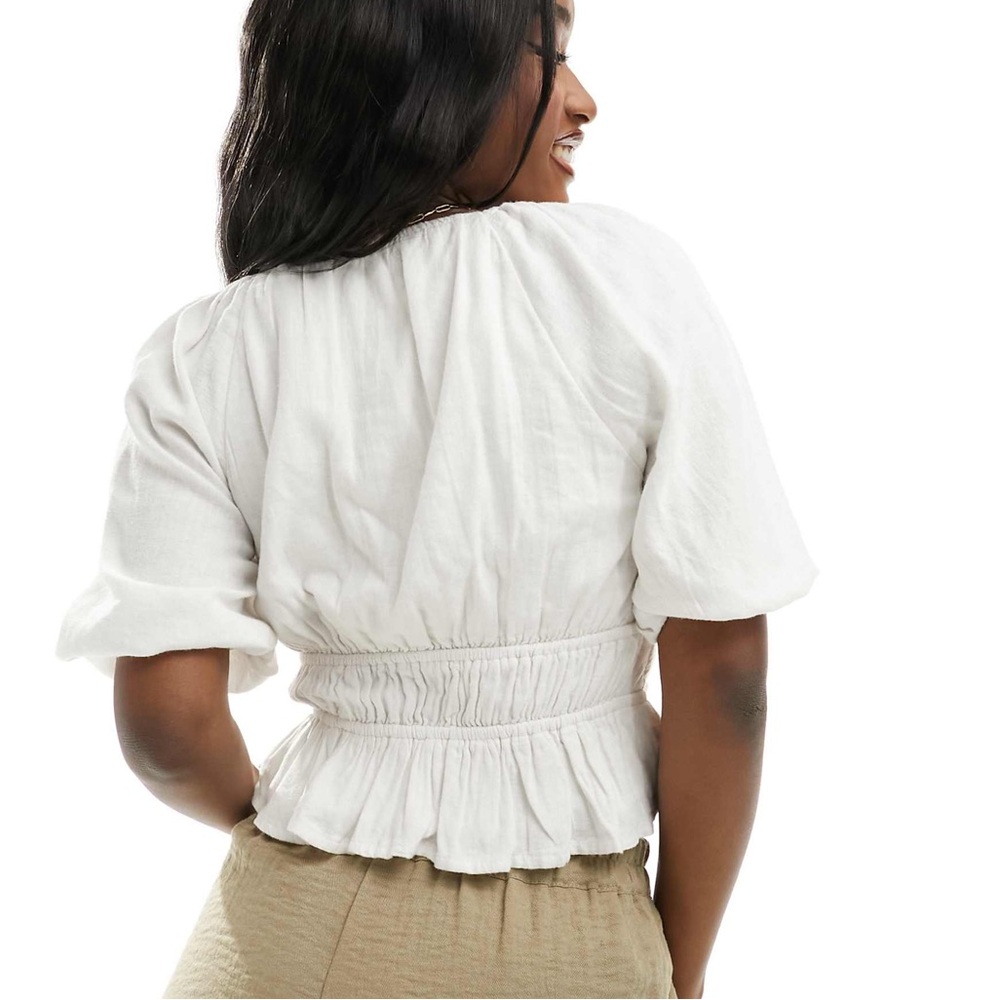 Abercrombie & Fitch White Puff Sleeve Blouse - Picture 4 of 6